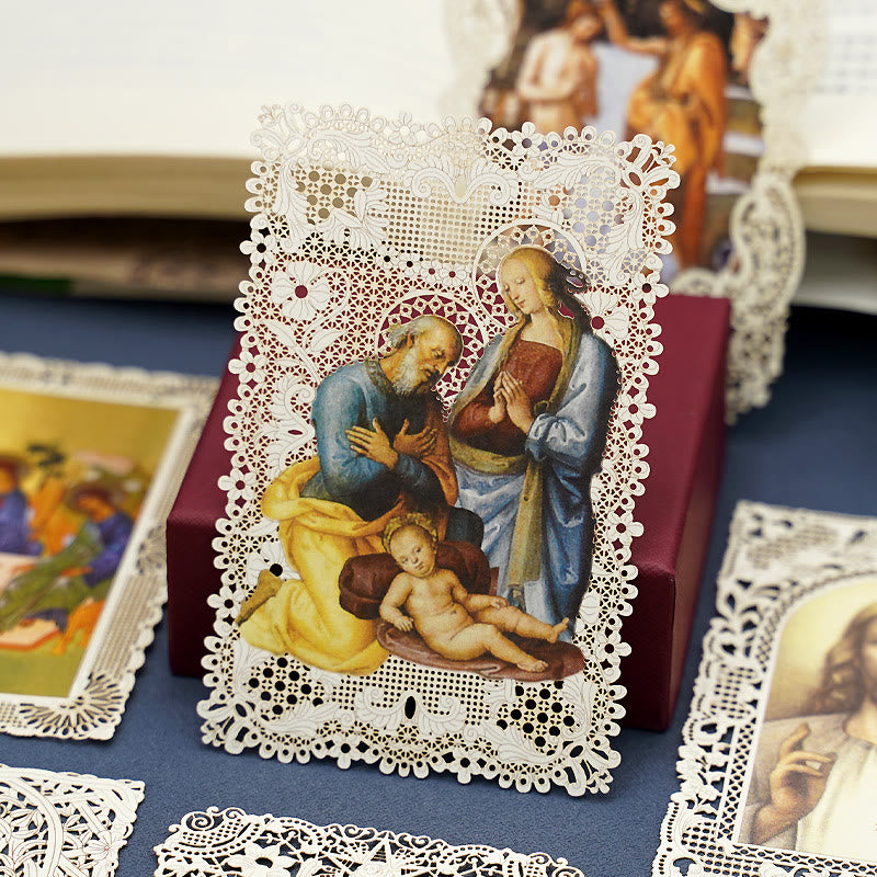 Christianartworkshop Segnalibro con immaginette sacre finemente merlettate e bordo floreale ornato: un promemoria della bellezza divina - F - image 7