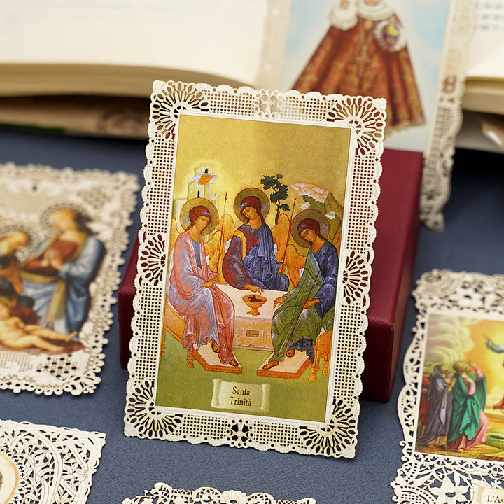 Christianartworkshop Segnalibro con immaginette sacre finemente merlettate e bordo floreale ornato: un promemoria della bellezza divina - K - image 14