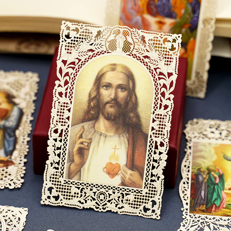 Christianartworkshop Segnalibro con immaginette sacre finemente merlettate e bordo floreale ornato: un promemoria della bellezza divina - M - image 16