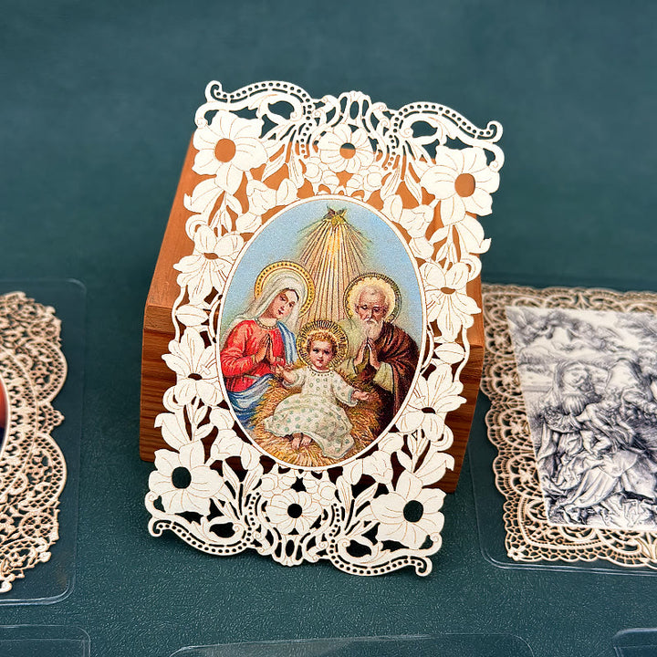Christianartworkshop Segnalibro con immaginette sacre finemente merlettate e bordo floreale ornato: un promemoria della bellezza divina - P - image 20