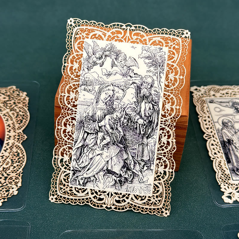 Christianartworkshop Segnalibro con immaginette sacre finemente merlettate e bordo floreale ornato: un promemoria della bellezza divina - Q - image 21