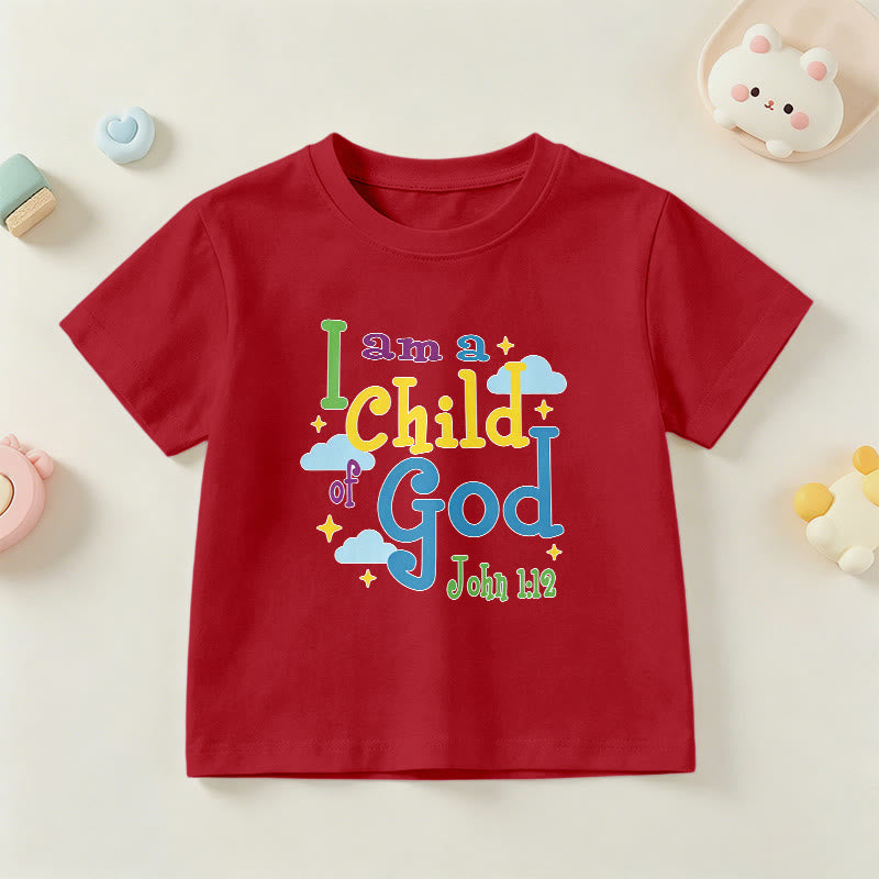 Christianartworkshop Maglietta per bambini con nuvola e stella, ispirata alla fantasia "Sono un figlio di Dio" (Giovanni 1:12). - Rosso - US/UK/AU 14, EU170 - image 0