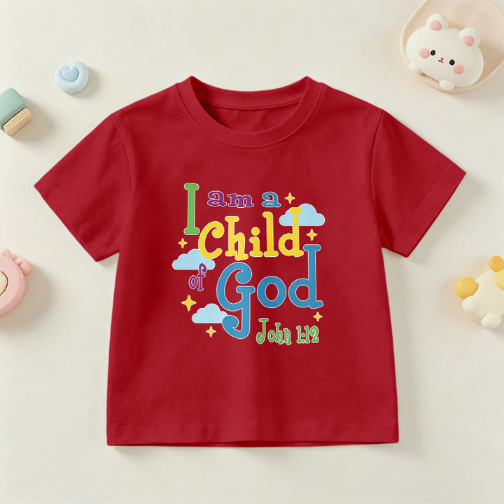 Christianartworkshop Maglietta per bambini con nuvola e stella, ispirata alla fantasia "Sono un figlio di Dio" (Giovanni 1:12). - Rosso - US/UK/AU 14, EU170 - image 0