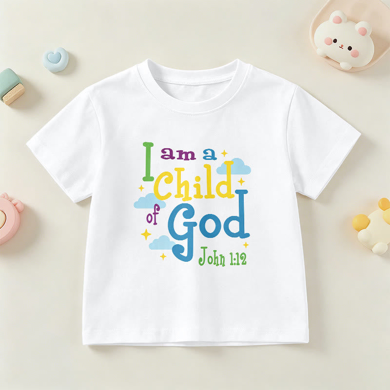 Christianartworkshop Maglietta per bambini con nuvola e stella, ispirata alla fantasia "Sono un figlio di Dio" (Giovanni 1:12). - Bianco - US/UK/AU 14, EU170 - image 3