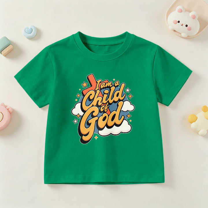 Christianartworkshop Maglietta per bambini con croce e nuvola giocose "Sono un figlio di Dio" - Verde - US/UK/AU 14, EU170 - image 18