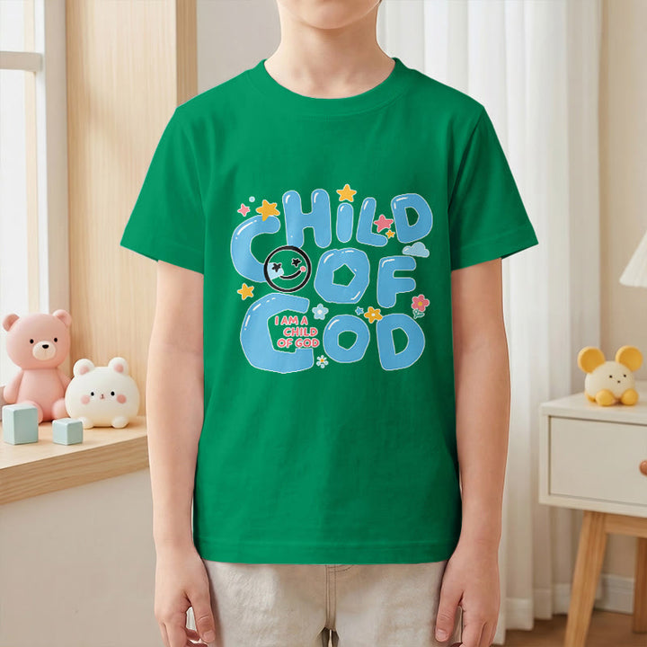 Christianartworkshop Maglietta per bambini "Figlio di Dio" con faccina sorridente e decorazioni floreali. - image 19