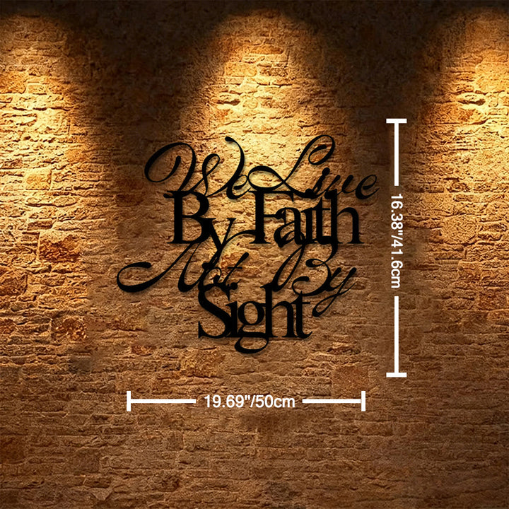 Christianartworkshop Viviamo per fede, non per vista. Decorazione murale in metallo con scritta corsiva: un audace promemoria per fidarsi dell'invisibile. - 19,69''*16,38''*0,05"/50*41,6*0,12cm - image 8
