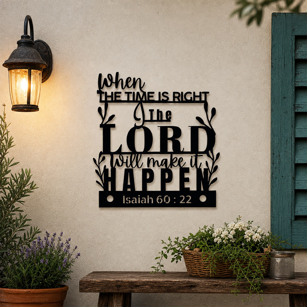 Christianartworkshop Quando il momento è giusto, il Signore farà sì che accada Isaia 60:22 Decorazione murale in metallo: un promemoria dei tempi perfetti di Dio - image 2