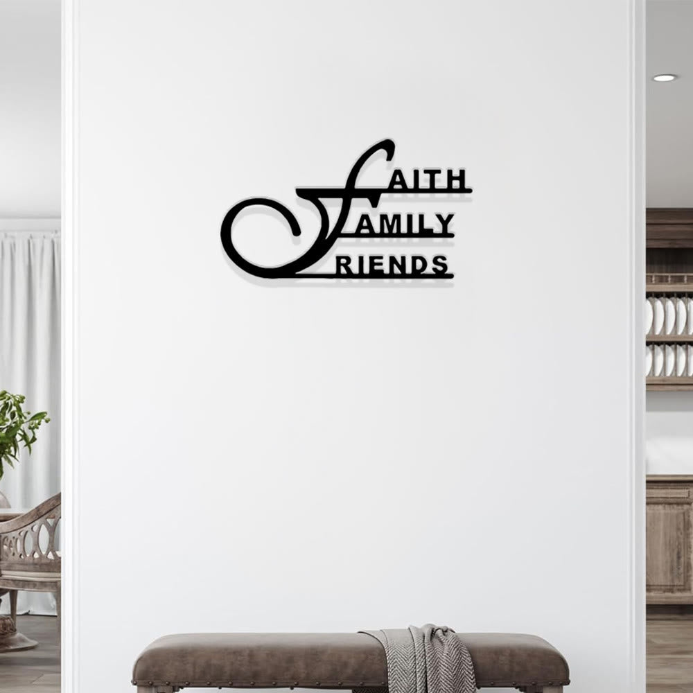 Christianartworkshop Decorazione murale in metallo "Fede, Famiglia e Amici": un omaggio alle più grandi benedizioni della vita. - image 1