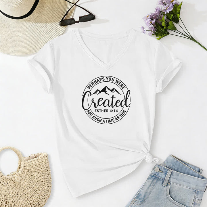 T-shirt da donna con scollo a V e stampa "Forse sei stata creata " Christianartworkshop - Bianco - 2XL - image 4