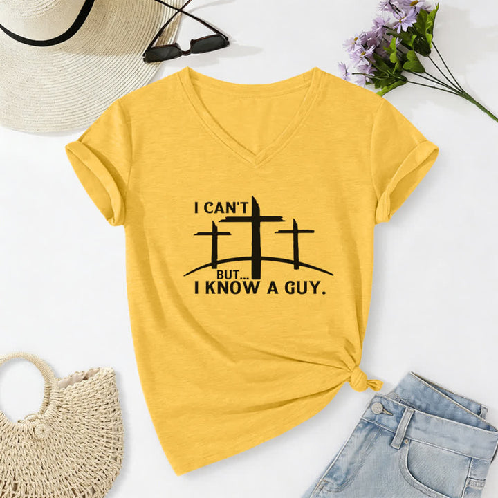 Maglietta con scollo a V "I Can't But I Know A Guy Print" Christianartworkshop - Giallo - 2XL - image 0