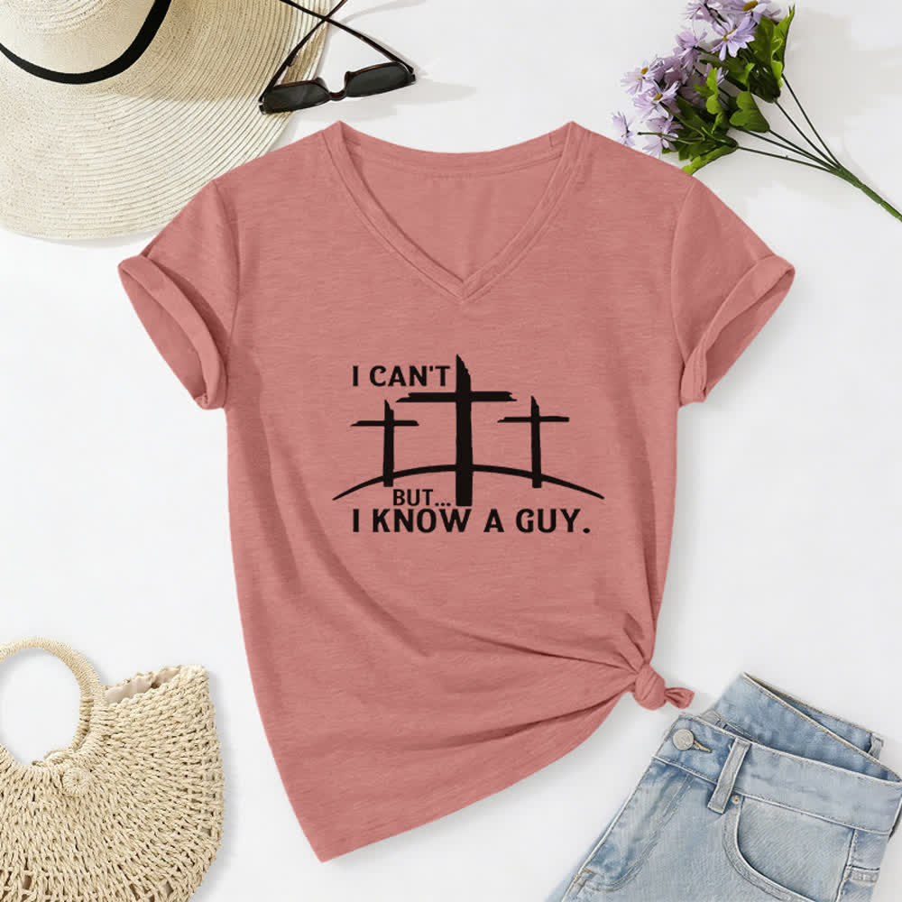 Maglietta con scollo a V "I Can't But I Know A Guy Print" Christianartworkshop - Rosa chiaro - 2XL - image 18