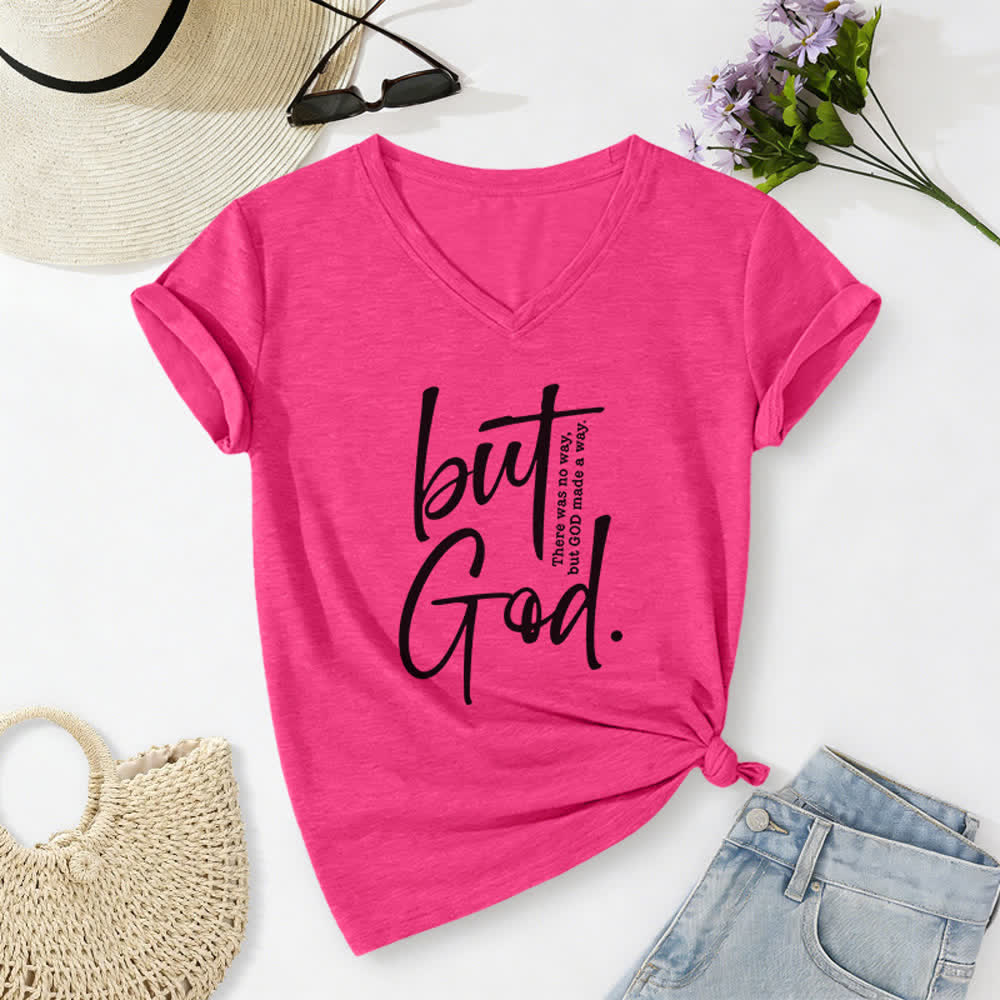 Maglietta da donna con scollo a V "Faith Christian But God" Christianartworkshop con stampa di un versetto biblico. - Rosa - 2XL - image 22