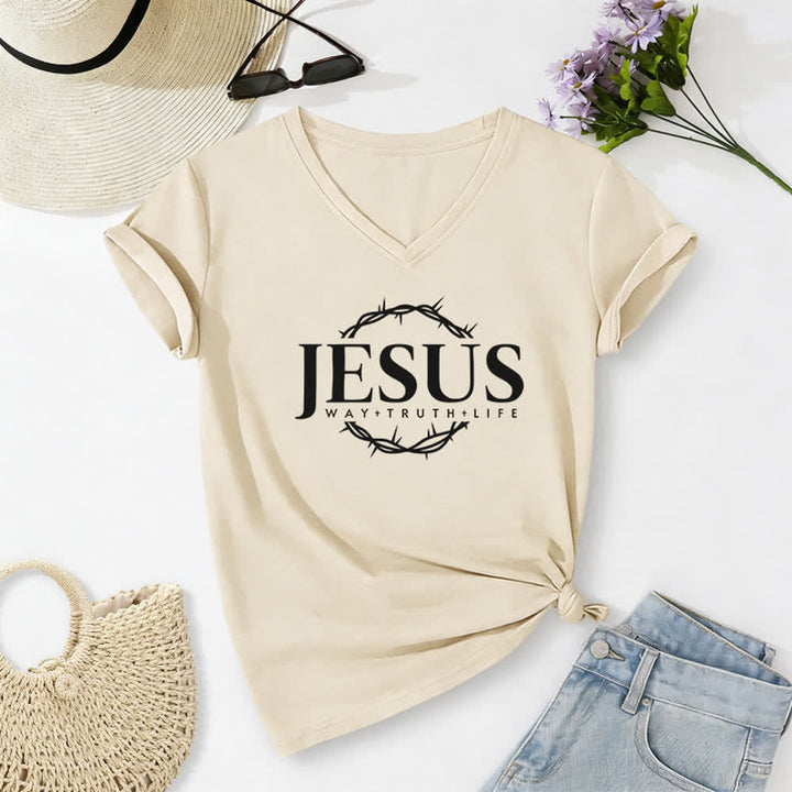 T-shirt casual da donna con stampa di Gesù Christianartworkshop - Beige - 2XL - image 6
