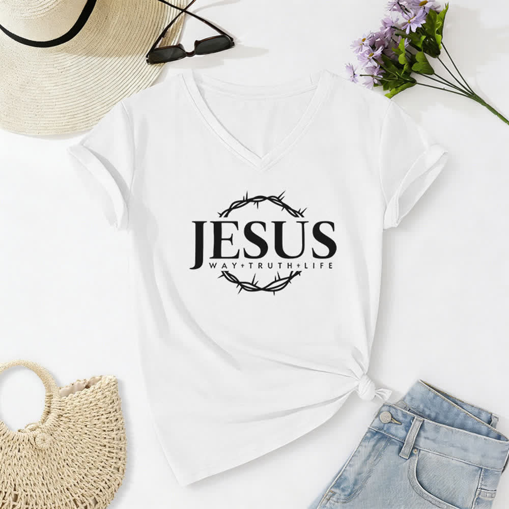 T-shirt casual da donna con stampa di Gesù Christianartworkshop - Bianco - 2XL - image 2