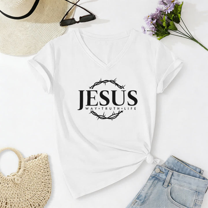 T-shirt casual da donna con stampa di Gesù Christianartworkshop - Bianco - 2XL - image 2