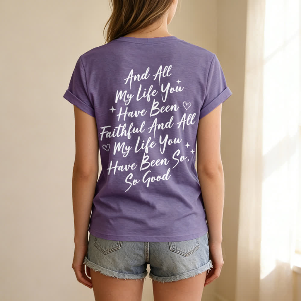 T-shirt casual da donna con scollo a V "I Will Sing Of The Goodness Of God" Christianartworkshop - image 63