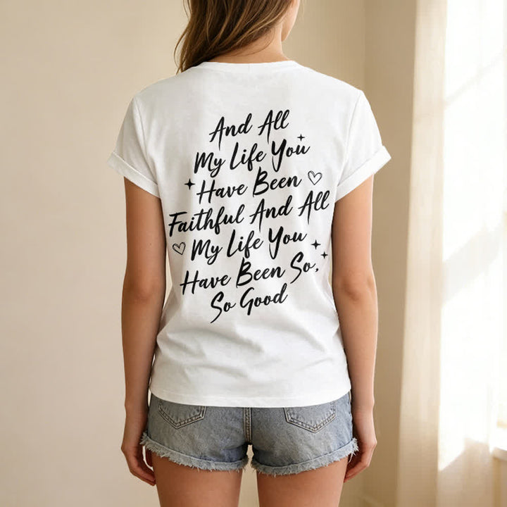 T-shirt casual da donna con scollo a V "I Will Sing Of The Goodness Of God" Christianartworkshop - image 8