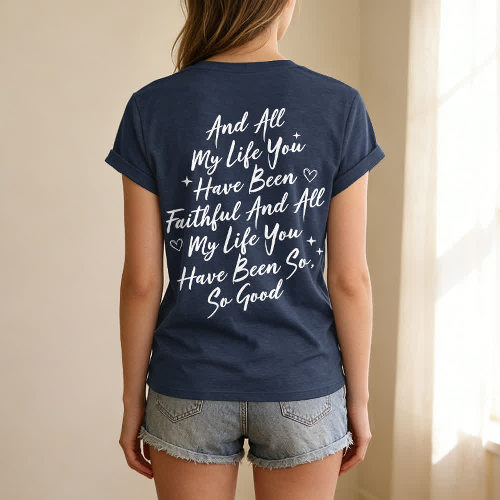 T-shirt casual da donna con scollo a V "I Will Sing Of The Goodness Of God" Christianartworkshop - image 43