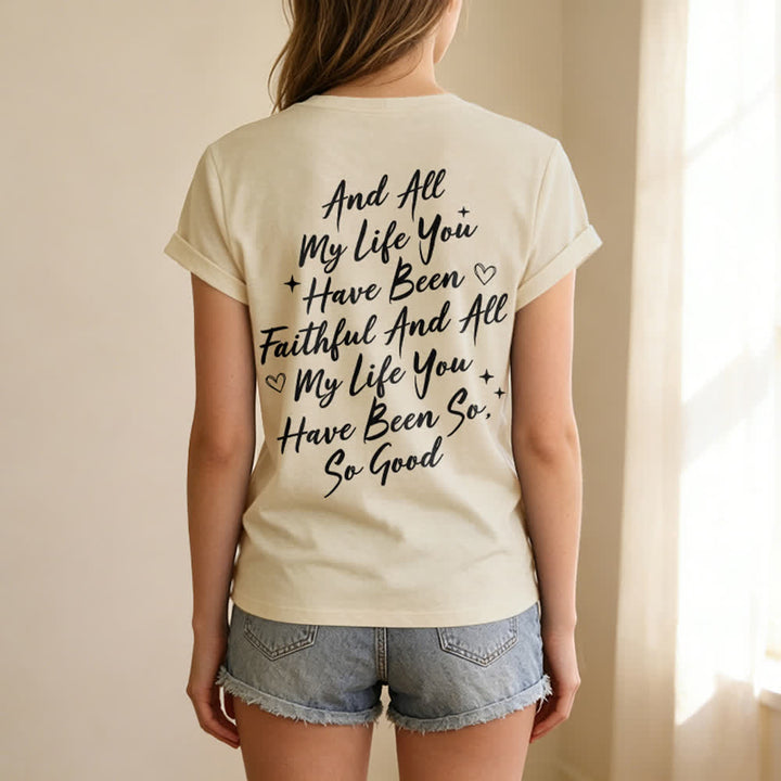 T-shirt casual da donna con scollo a V "I Will Sing Of The Goodness Of God" Christianartworkshop - image 18