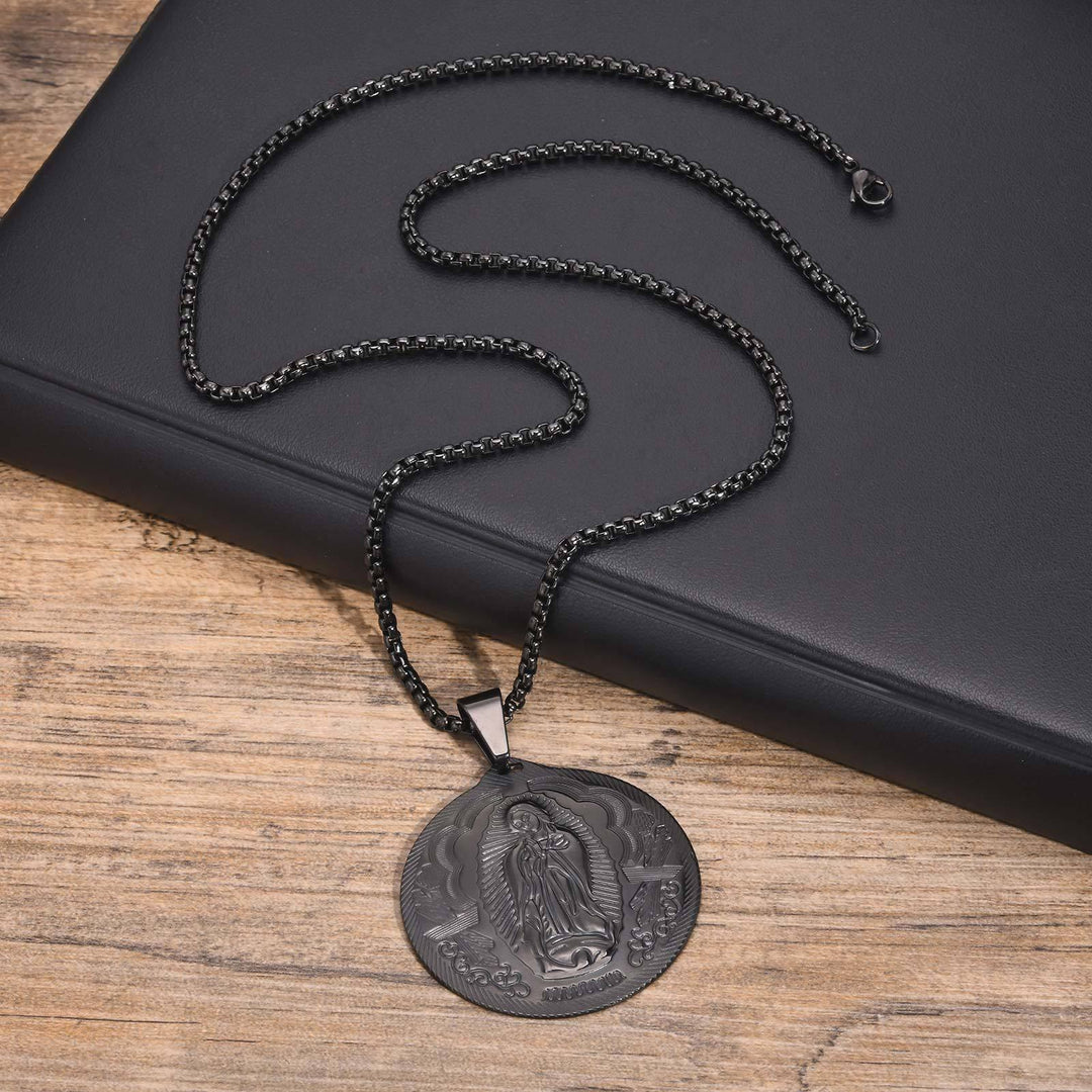 Christianartworkshop Collana con ciondolo della Madonna di Guadalupe in tre finiture: un simbolo di grazia mariana - Nero - image 1