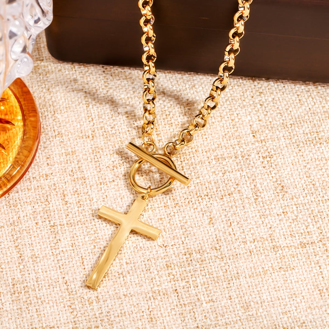 Christianartworkshop Elegante collana con croce, chiusura a moschettone e catena Rolo: un promemoria della grazia divina. - image 3