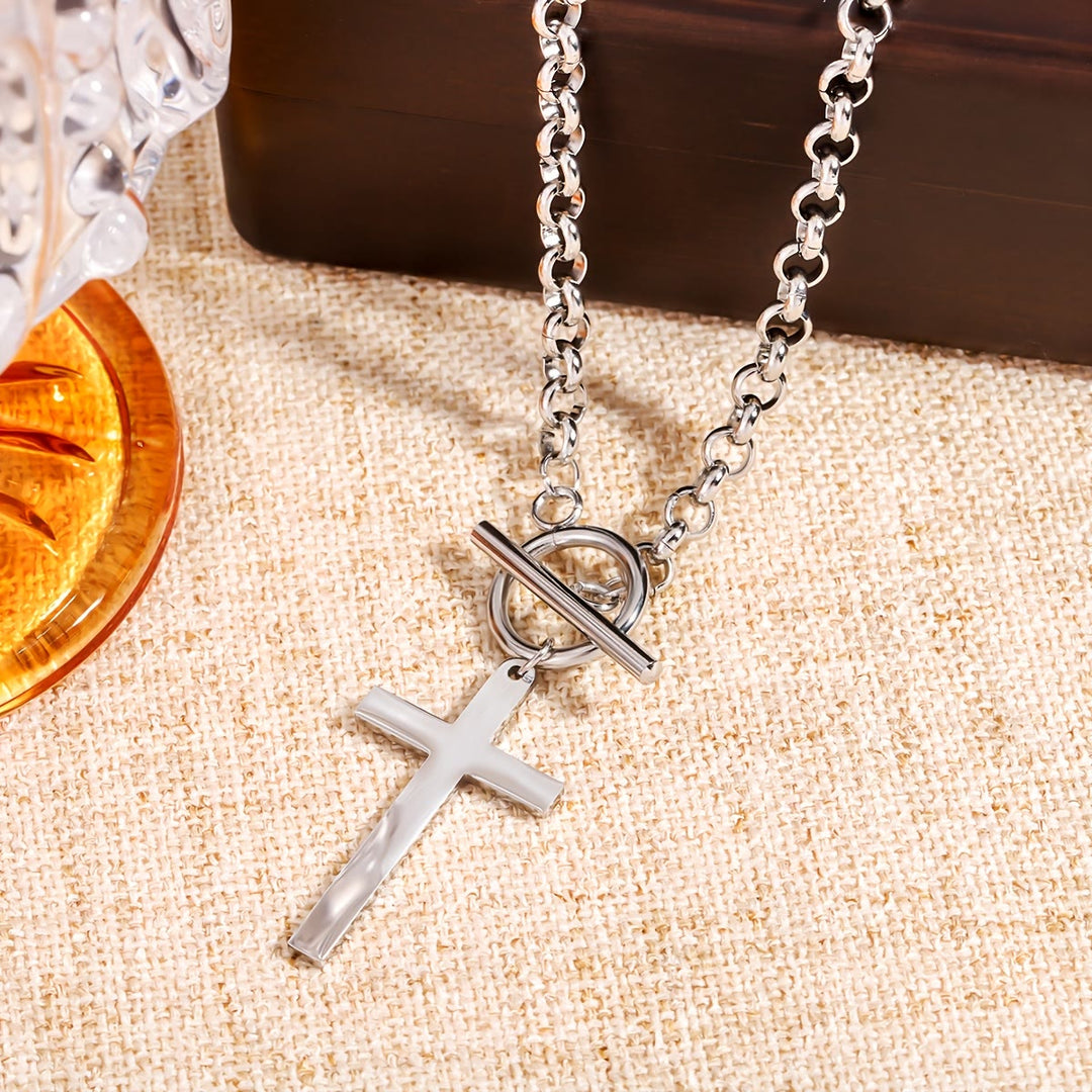 Christianartworkshop Elegante collana con croce, chiusura a moschettone e catena Rolo: un promemoria della grazia divina. - image 7