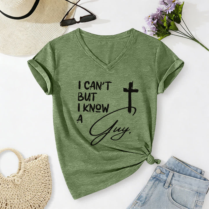 Maglietta con scollo a V "I Can't But I Know A Guy Print" Christianartworkshop - Verde oliva - 2XL - image 10
