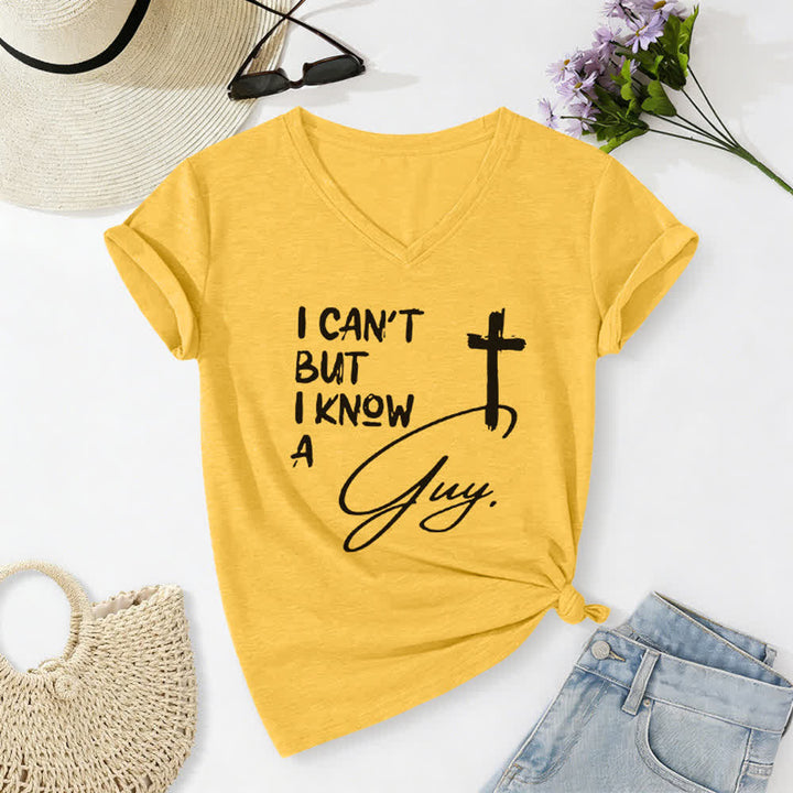Maglietta con scollo a V "I Can't But I Know A Guy Print" Christianartworkshop - Giallo - 2XL - image 8