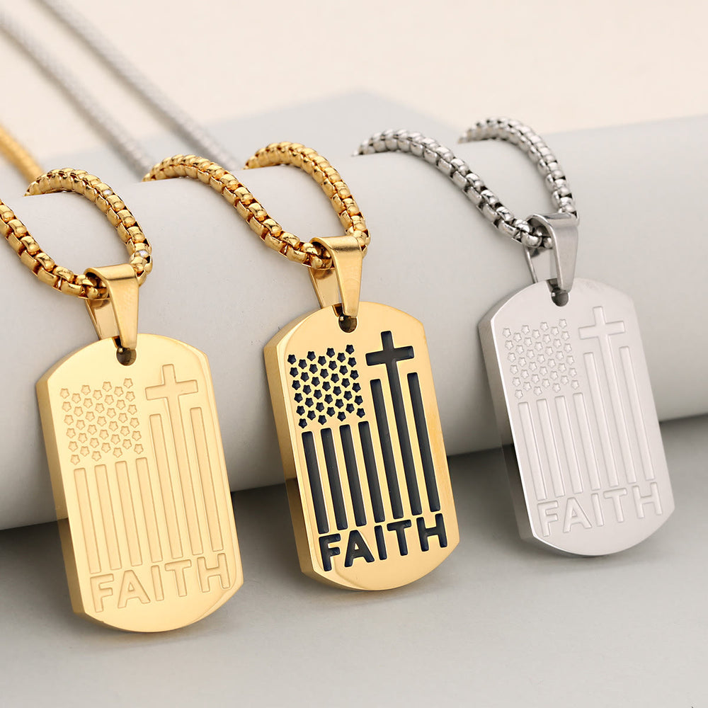 Christianartworkshop Ciondolo a forma di croce patriottica con catenina a maglia fine: un promemoria della grazia divina e nazionale. - image 1