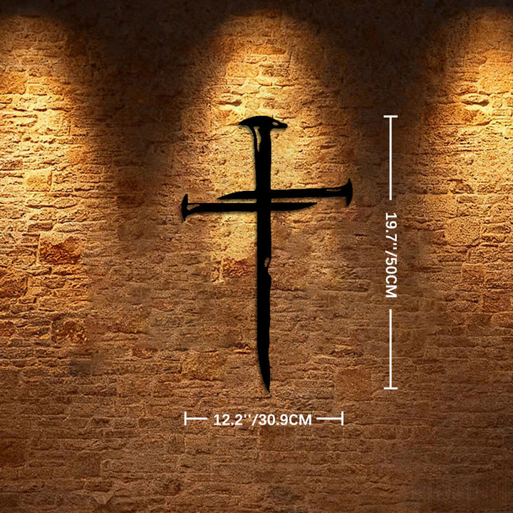 Christianartworkshop Decorazione murale in metallo a forma di croce inchiodata: un testamento di redenzione e amore - 12,2''*19,7''*0,05''/30,9cm*50cm*0,12cm - image 7