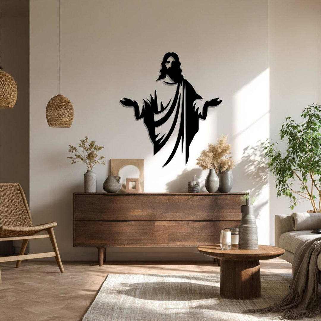 Christianartworkshop - Decorazione murale in metallo con la silhouette di Gesù che dà il benvenuto: un simbolo della grazia divina - image 3