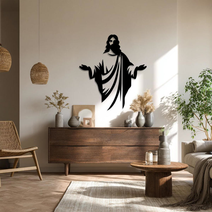 Christianartworkshop - Decorazione murale in metallo con la silhouette di Gesù che dà il benvenuto: un simbolo della grazia divina - image 3