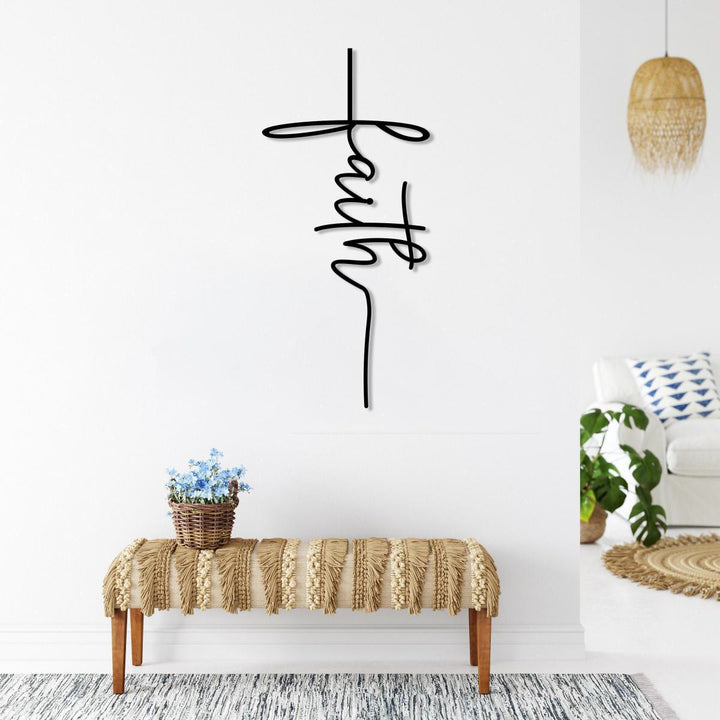 Christianartworkshop Decorazione murale in metallo con croce e scritta "Faith": una moderna dichiarazione di fede. - image 0