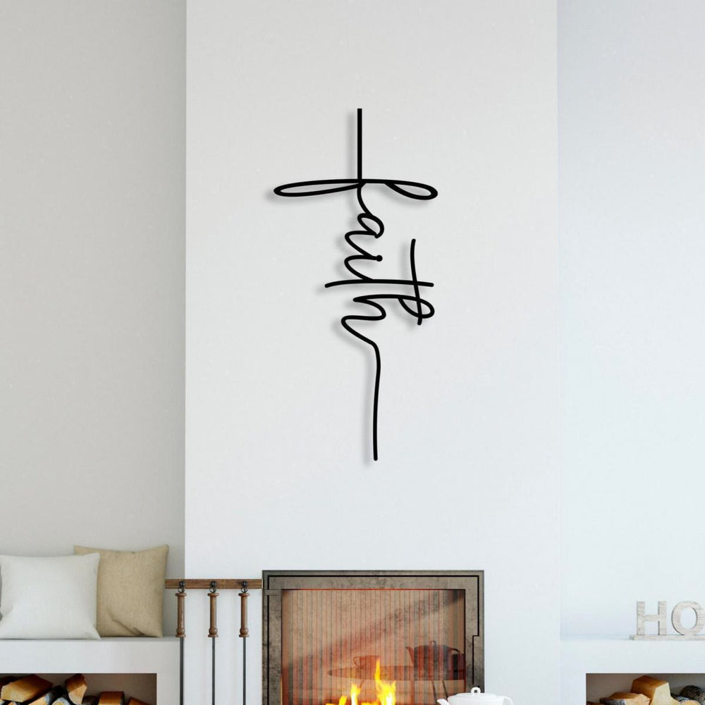 Christianartworkshop Decorazione murale in metallo con croce e scritta "Faith": una moderna dichiarazione di fede. - image 1