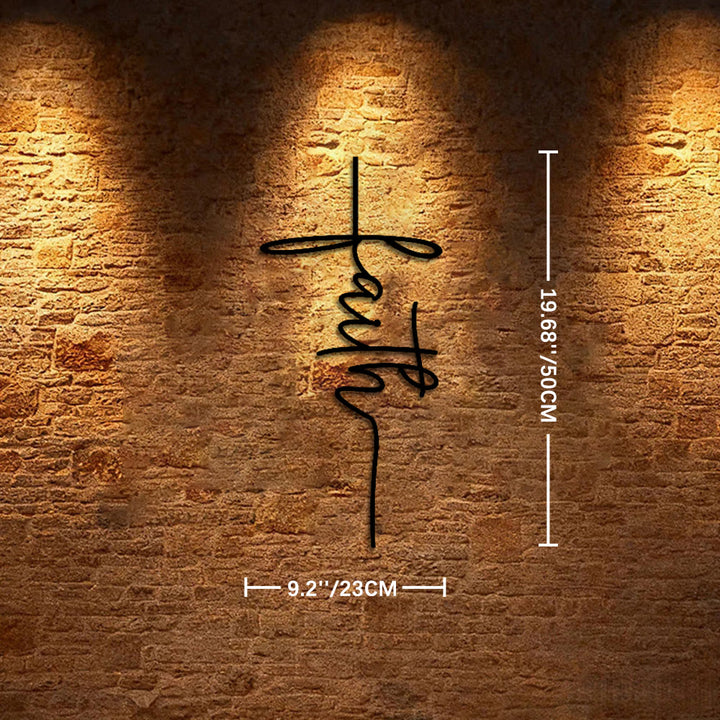 Decorazione murale in metallo a forma di croce con scritta "Faith" Christianartworkshop : una moderna dichiarazione di fede. - 19,7''*9,2''*0,05''/50cm*23cm*0,12cm - image 7
