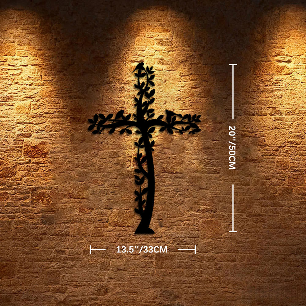 Christianartworkshop Decorazione murale in metallo a forma di croce d'albero: una potente dichiarazione di fede vivente. - 19,68''*13,5''*0,05''/50cm*33cm*0,12cm - image 7