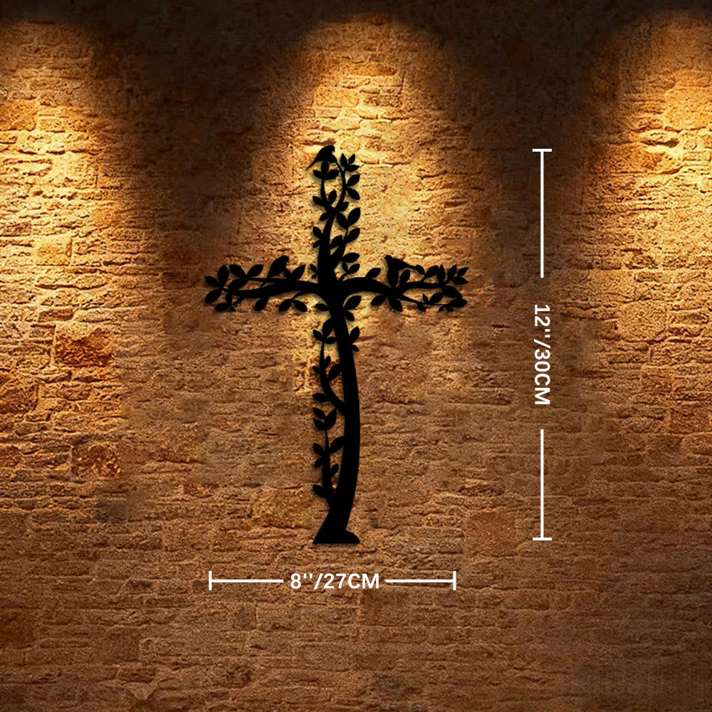 Christianartworkshop Decorazione murale in metallo a forma di croce d'albero: una potente dichiarazione di fede vivente. - 11,8''*8''*0,04''/30cm*27cm*0,1cm - image 5