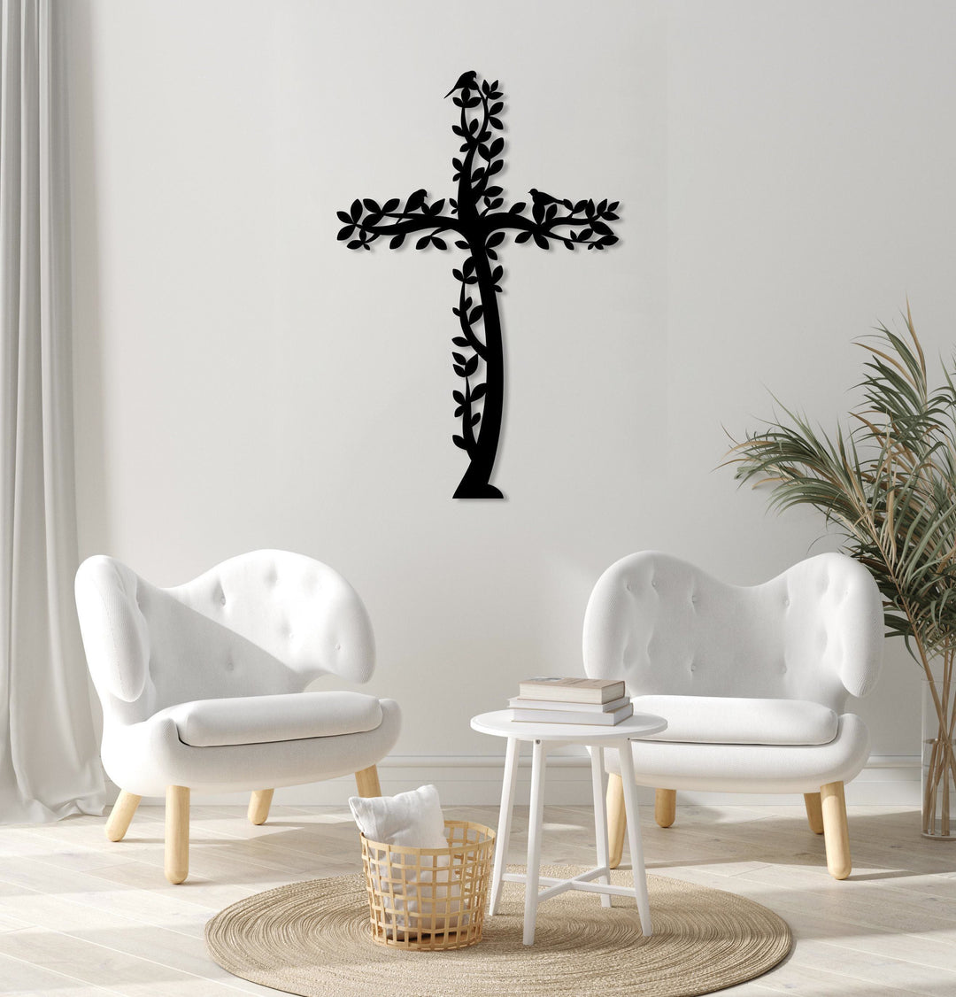 Christianartworkshop Decorazione murale in metallo a forma di croce d'albero: una potente dichiarazione di fede vivente. - image 2