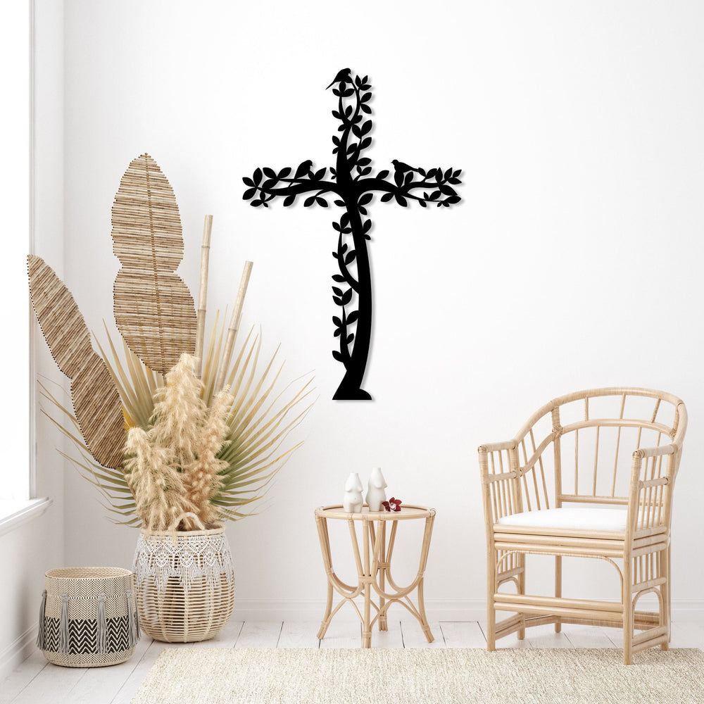 Christianartworkshop Decorazione murale in metallo a forma di croce d'albero: una potente dichiarazione di fede vivente. - image 1