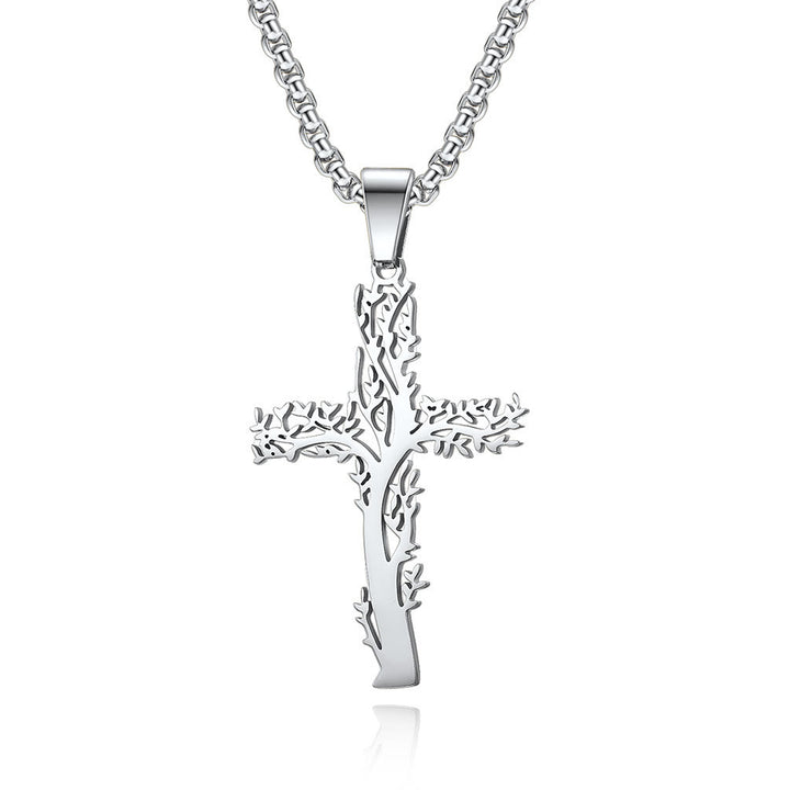 Christianartworkshop Collana con ciondolo a croce Albero della Vita in tre finiture: un simbolo di fede e crescita - Argento - image 3