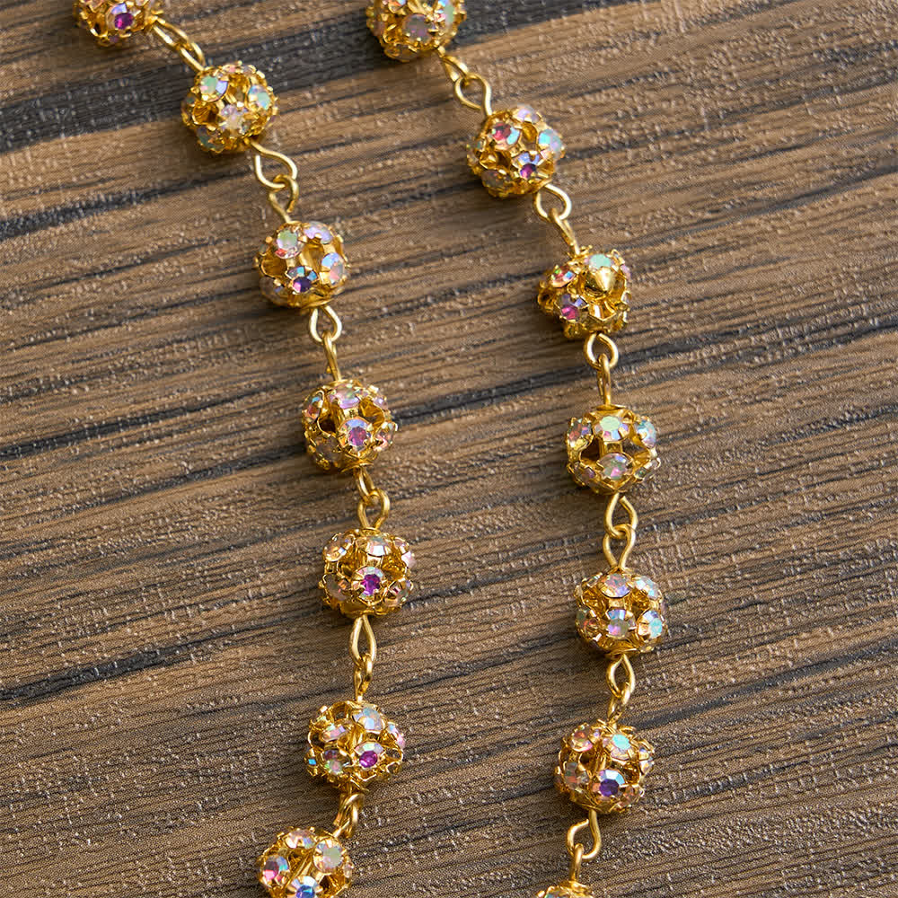 Christianartworkshop Rosario a sei tavolette con strass dorati e l'immagine della Madonna di Fatima - image 6