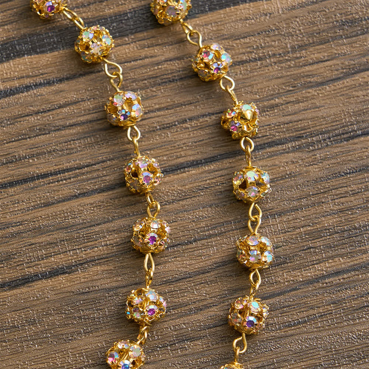 Christianartworkshop Rosario a sei tavolette con strass dorati e l'immagine della Madonna di Fatima - image 6