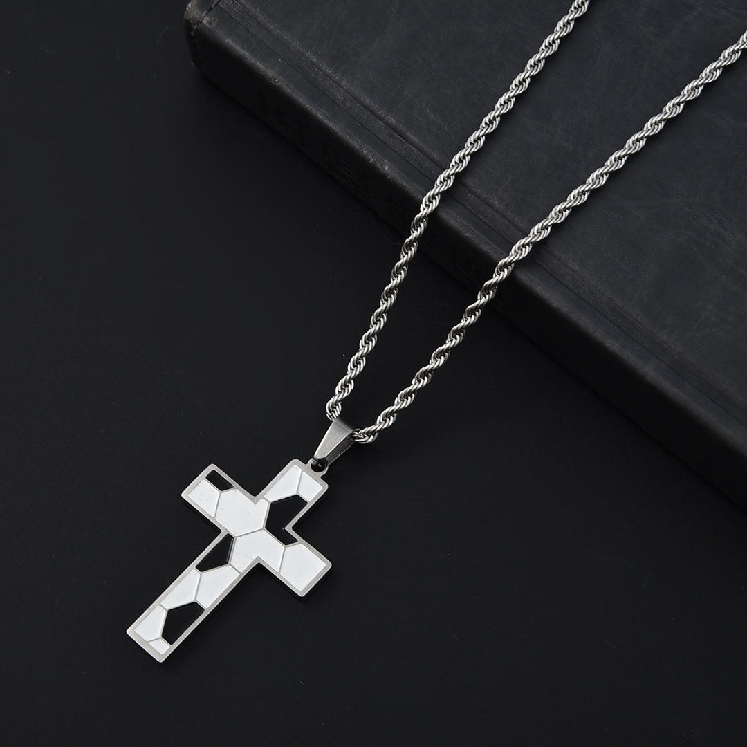 Christianartworkshop Collana con croce da calcio in smalto con tre finiture: un promemoria della grazia divina sul campo - Argento - image 4