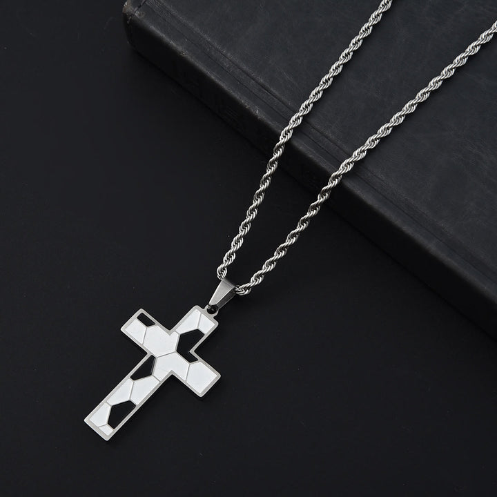 Christianartworkshop Collana con croce da calcio in smalto con tre finiture: un promemoria della grazia divina sul campo - Argento - image 4