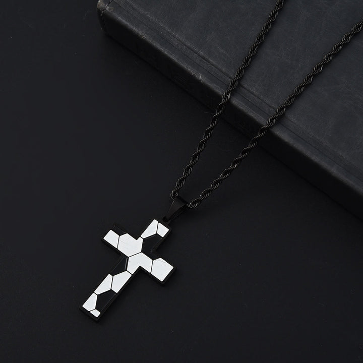 Christianartworkshop Collana con croce da calcio in smalto con tre finiture: un promemoria della grazia divina sul campo - Nero - image 3