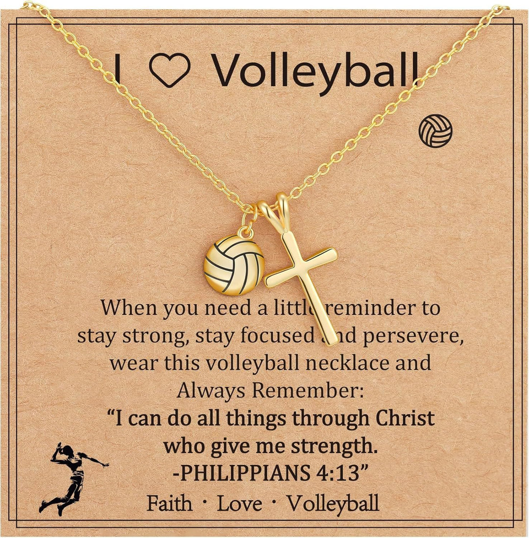 Christianartworkshop Collana con ciondolo a forma di palla sportiva e croce con versetto di Filippesi 4:13: un simbolo di fede e forza atletica. - Pallavolo - image 4