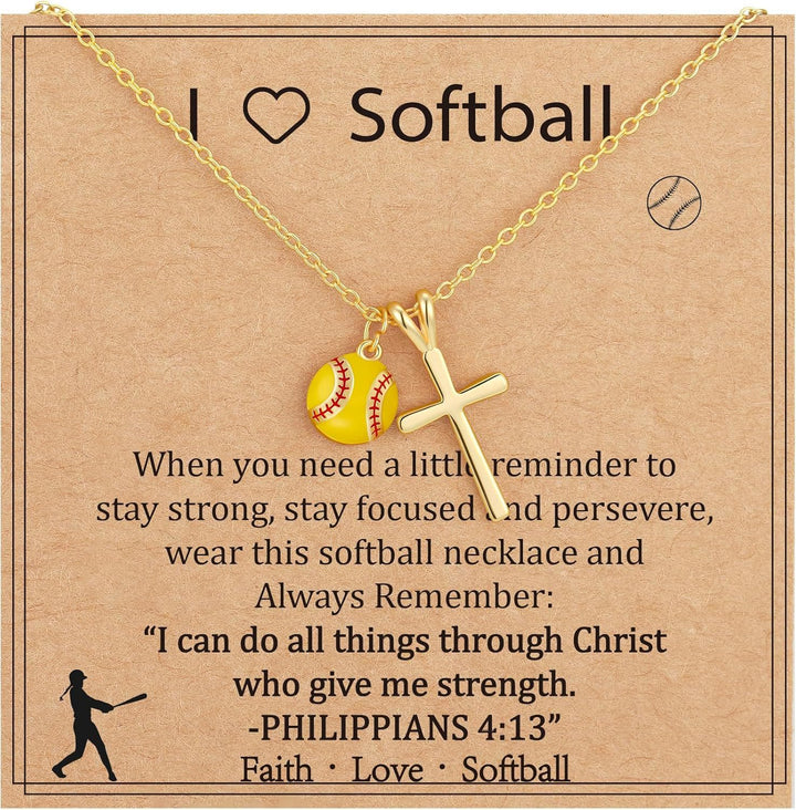 Christianartworkshop Collana con ciondolo a forma di palla sportiva e croce con versetto di Filippesi 4:13: un simbolo di fede e forza atletica. - Baseball - image 7