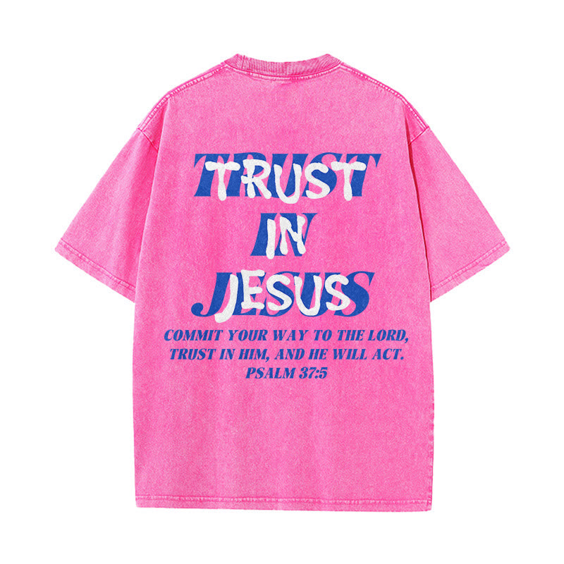 Christianartworkshop Confida in Gesù Salmo 37 5 Stampa fronte e retro T-shirt unisex lavata - image 16