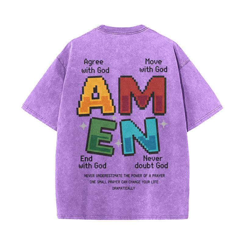 Christianartworkshop Amen Pixel Art Agree Move End Never Acronym Front And Back Print Washed T-Shirt - image 20